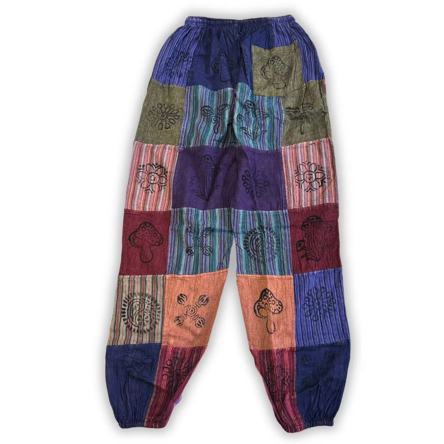 Hlače s Uzorkom Gljive - Nomad Sari Blok Print - Ljubičasti Tonovi L/XL