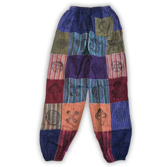 Hlače s Uzorkom Gljive - Nomad Sari Blok Print - Ljubičasti Tonovi L/XL