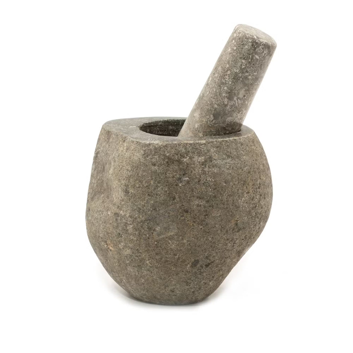 Ukrasni tučak i mužar od prirodnog riječnog kamena – Srednji (približno 12 × 8 cm)